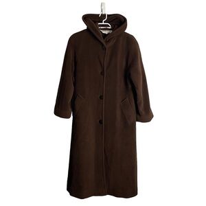 Coastlines Women's Brown Winter Plush Button Hooded Overcoat